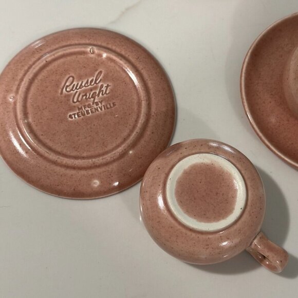 Vintage Beautiful Mauve Pink RUSSELL WRIGHT Iroquois 5pc Tea Cup & Saucer Set - Picture 3 of 10
